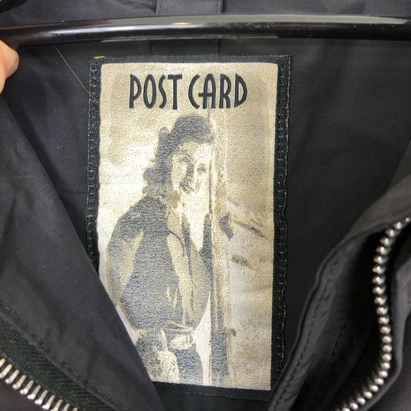 Post Card Black Quilted Puffer Down Jacket W/ Fur Hood Sz M - Picture 9 of 16